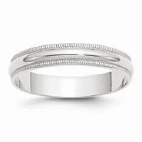 10k White Gold 4mm Lightweight Milgrain Half Round Wedding Band Ring