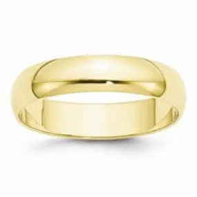 10k Yellow Gold 5mm Lightweight Half Round Wedding Band Ring