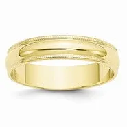 10k Yellow Gold 5mm Lightweight Milgrain Half Round Wedding Band Ring