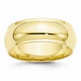 10k Yellow Gold 8mm Half Round with Edge Wedding Band Ring