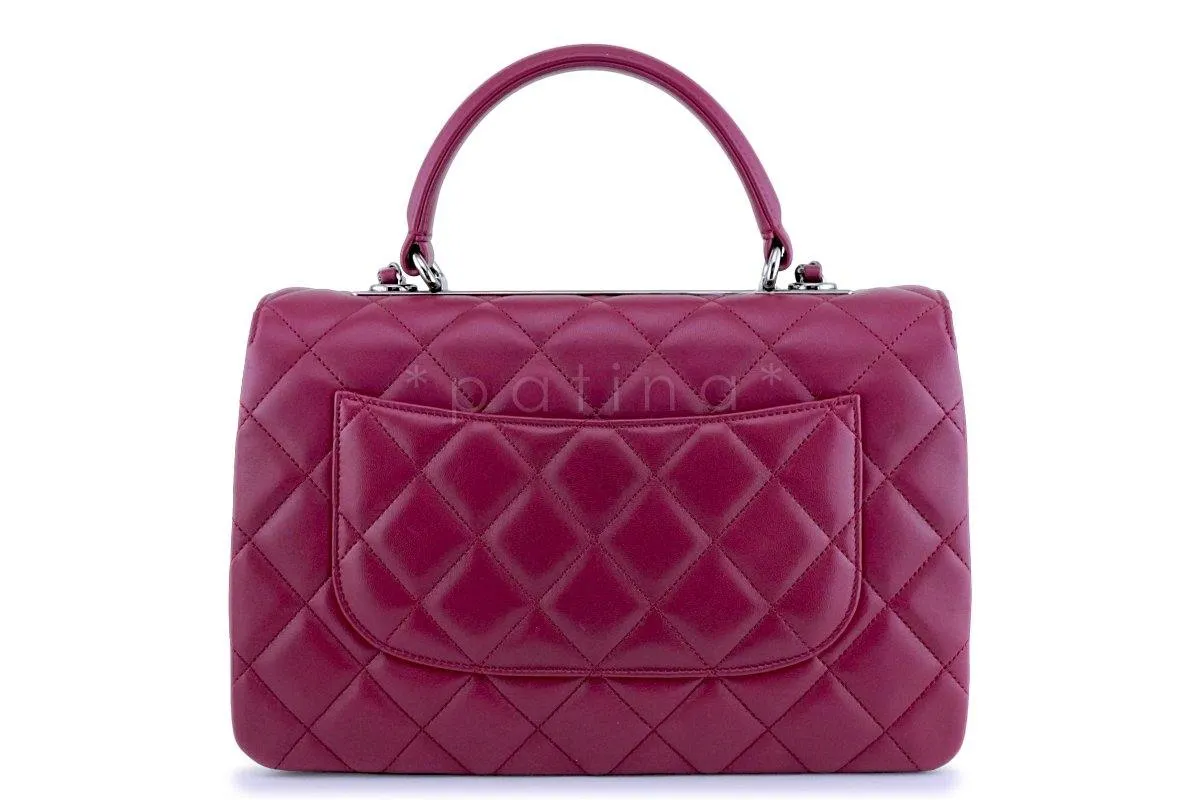 17K Chanel Dark Pink Medium-Large Trendy CC Classic Handle Kelly Flap Tote Bag