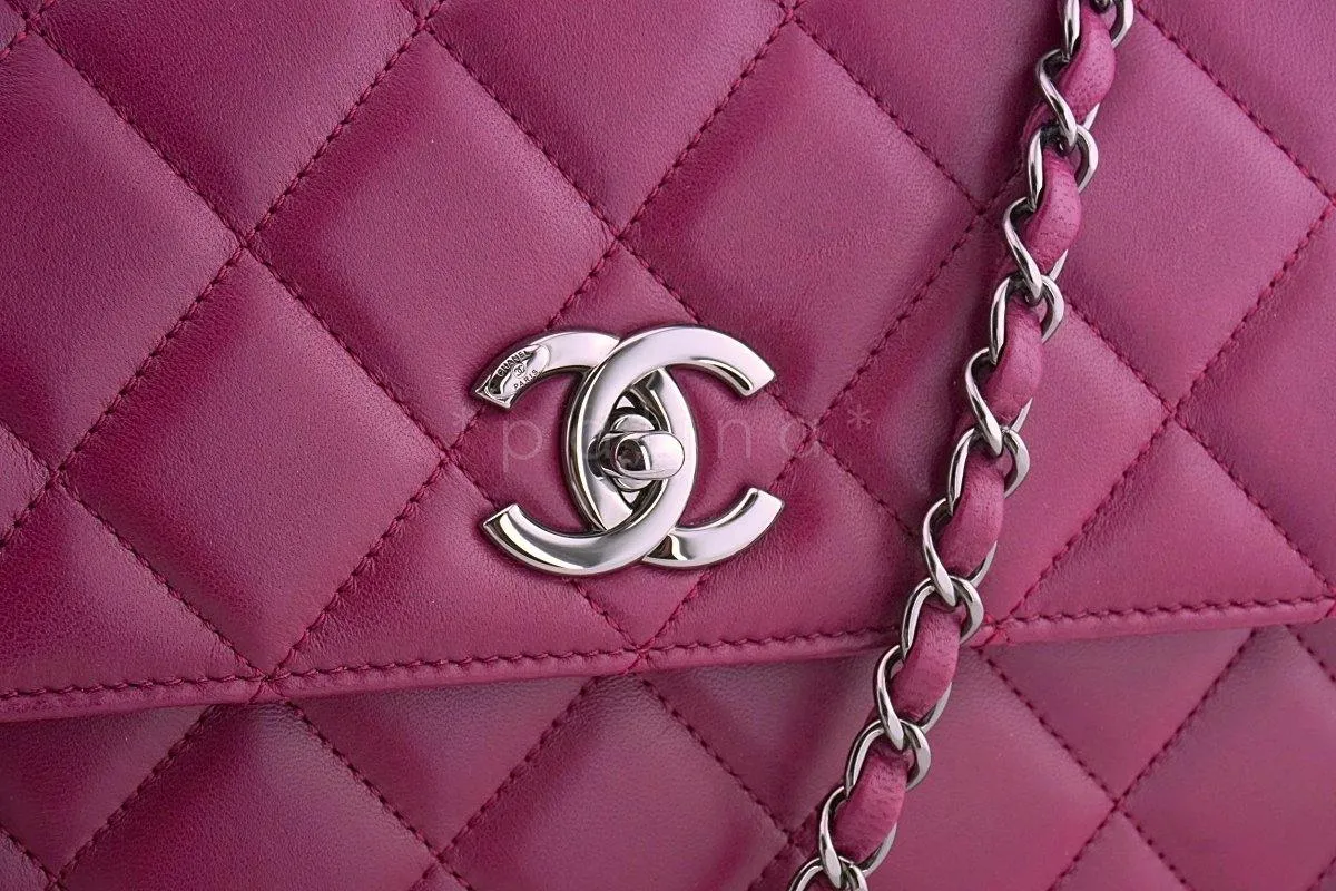 17K Chanel Dark Pink Medium-Large Trendy CC Classic Handle Kelly Flap Tote Bag