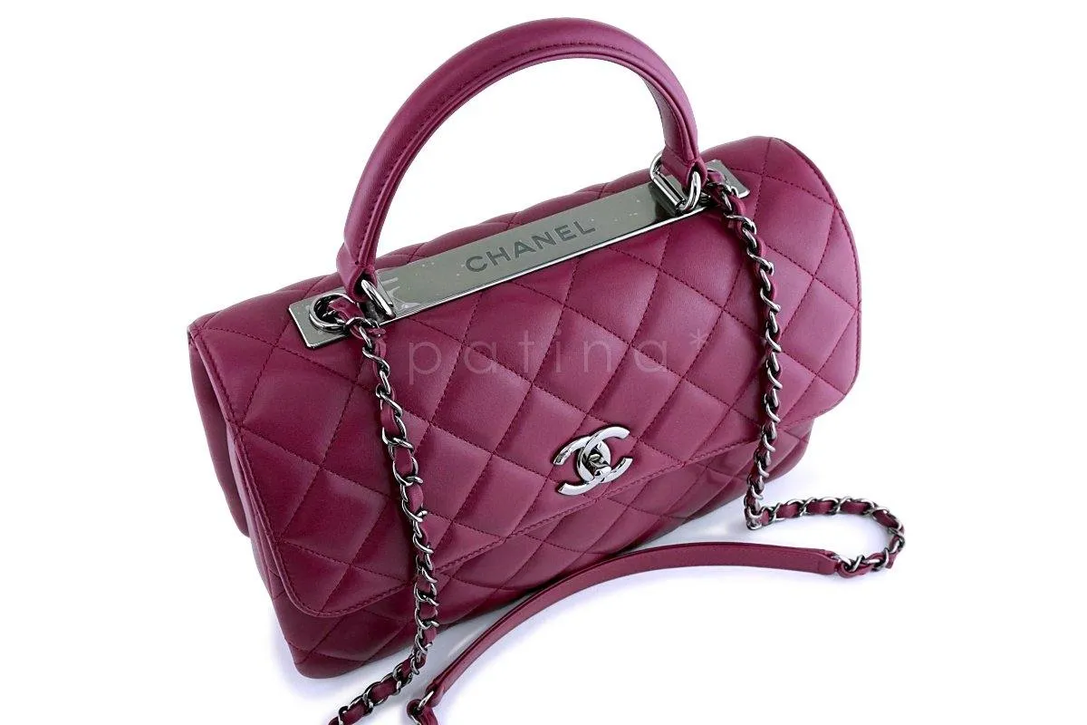 17K Chanel Dark Pink Medium-Large Trendy CC Classic Handle Kelly Flap Tote Bag