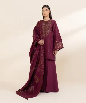 3 Piece - Embroidered Jacquard Suit