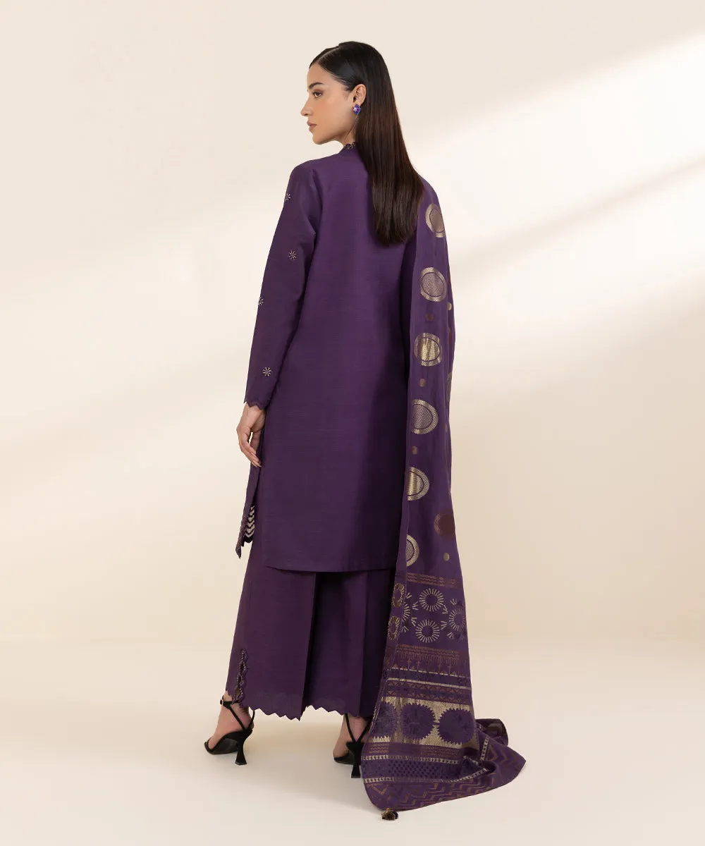 3 Piece - Embroidered Khaddar Suit