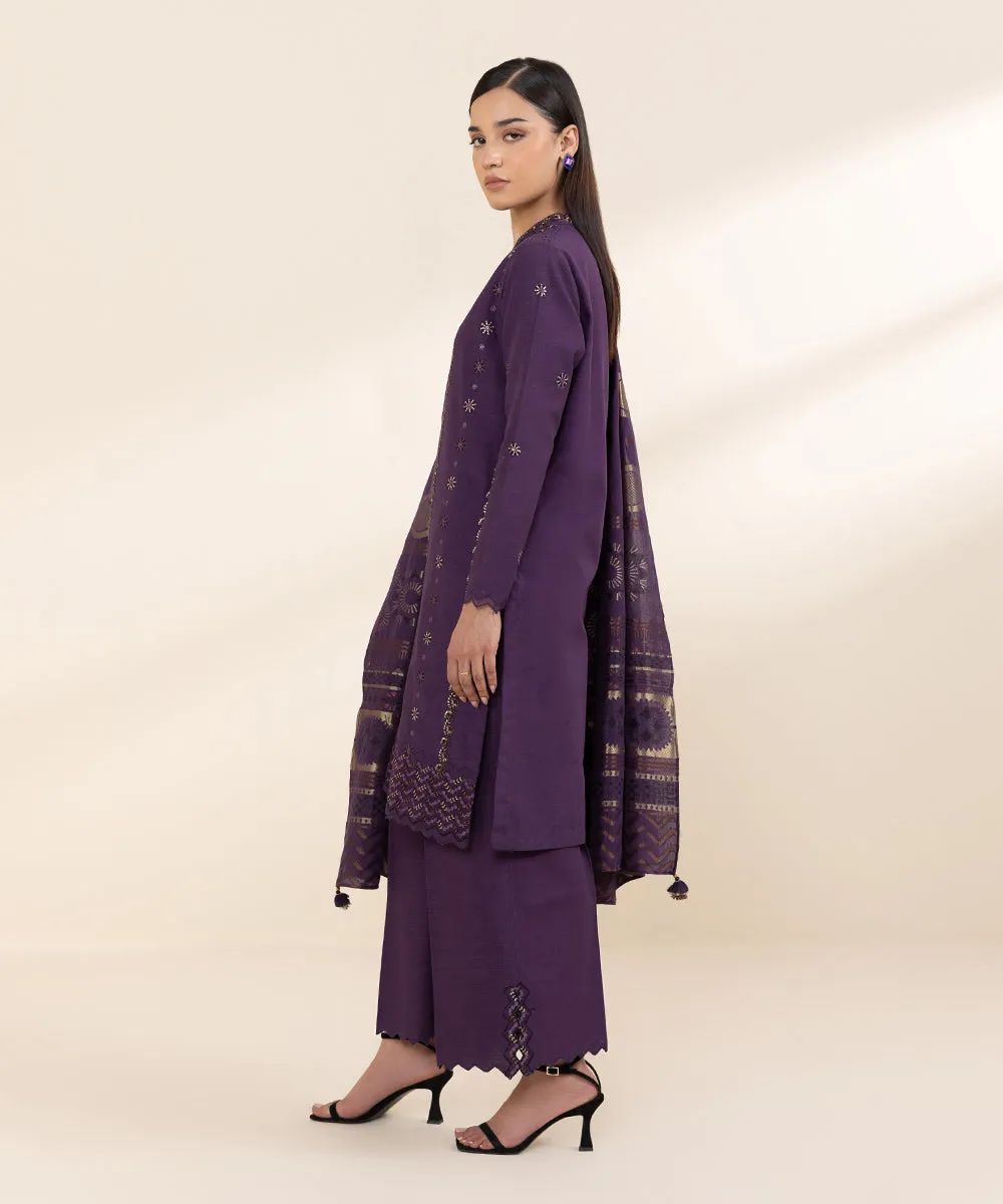 3 Piece - Embroidered Khaddar Suit