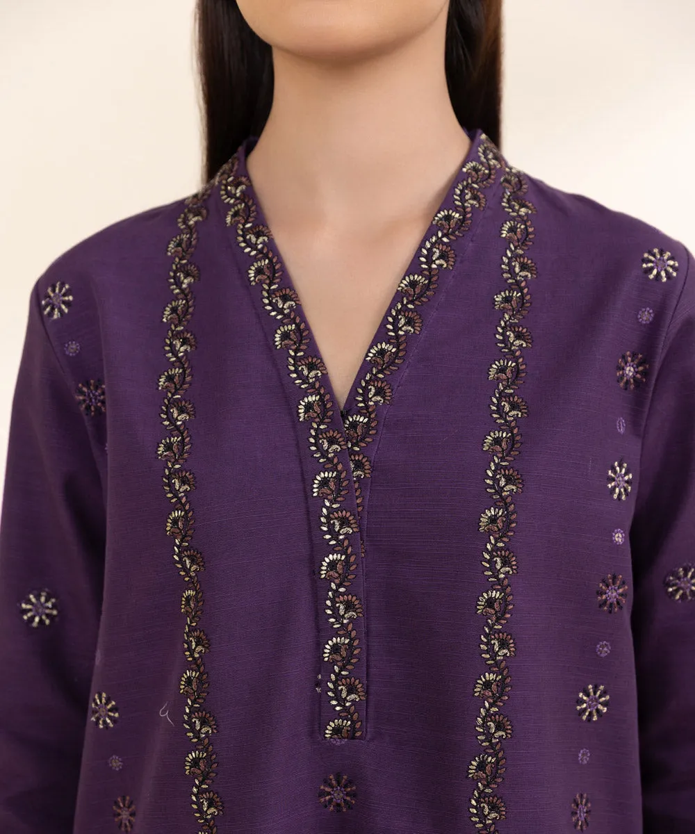 3 Piece - Embroidered Khaddar Suit