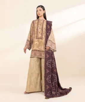 3 Piece - Embroidered Linen Jacquard Suit