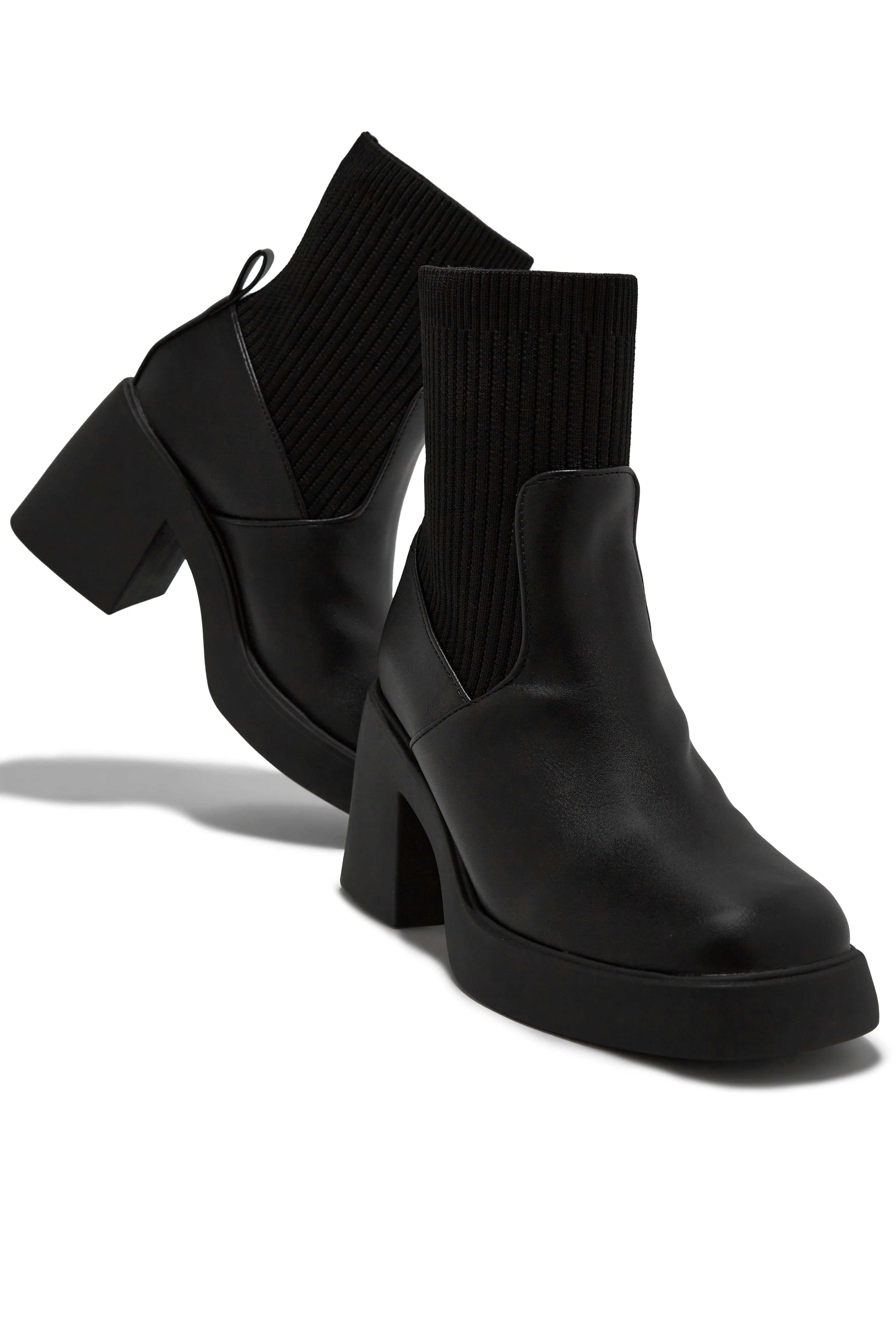 Addie Block Heel Ankle Boots - Black