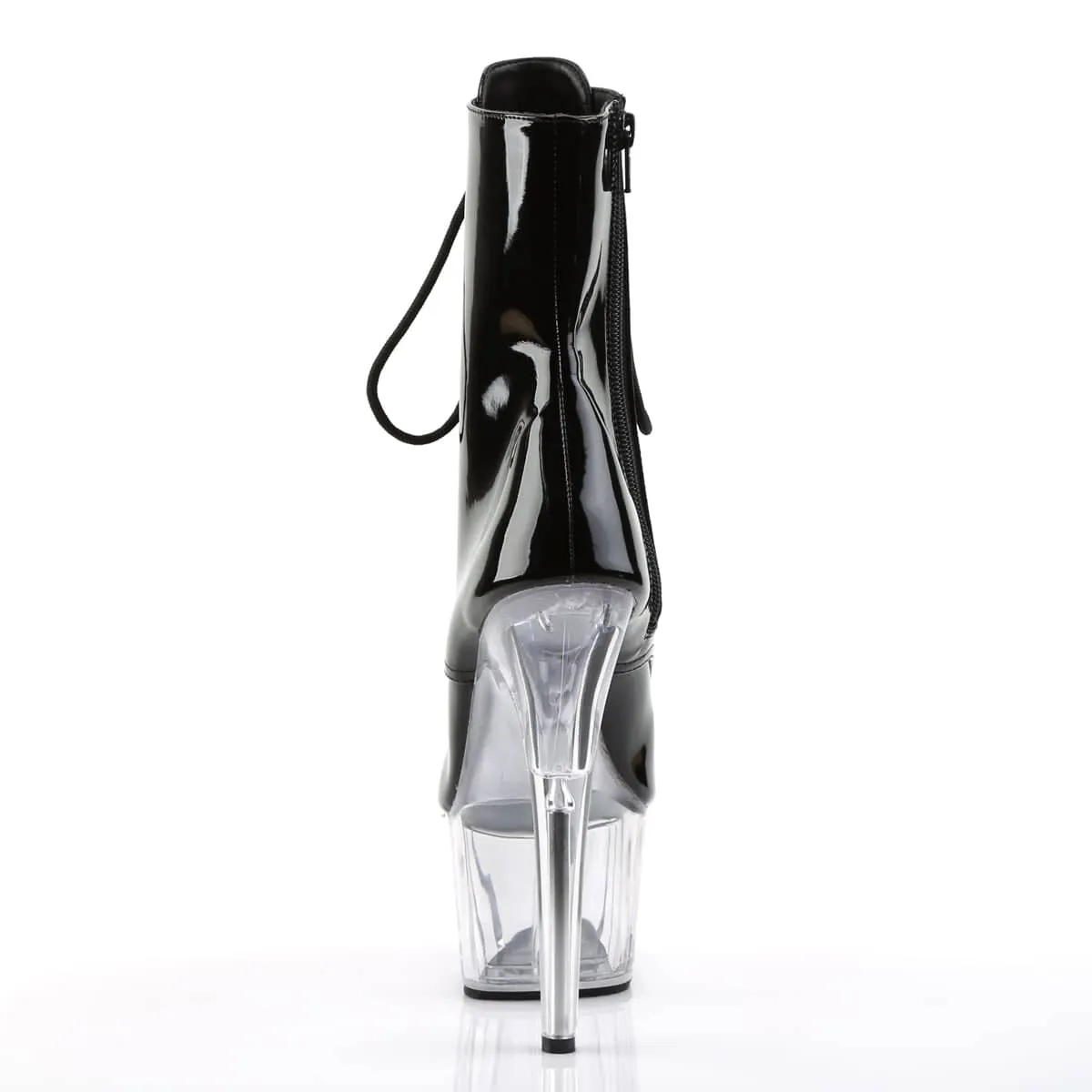 ADORE-1021 Black & Clear Patent Calf High Peep Toe Boots