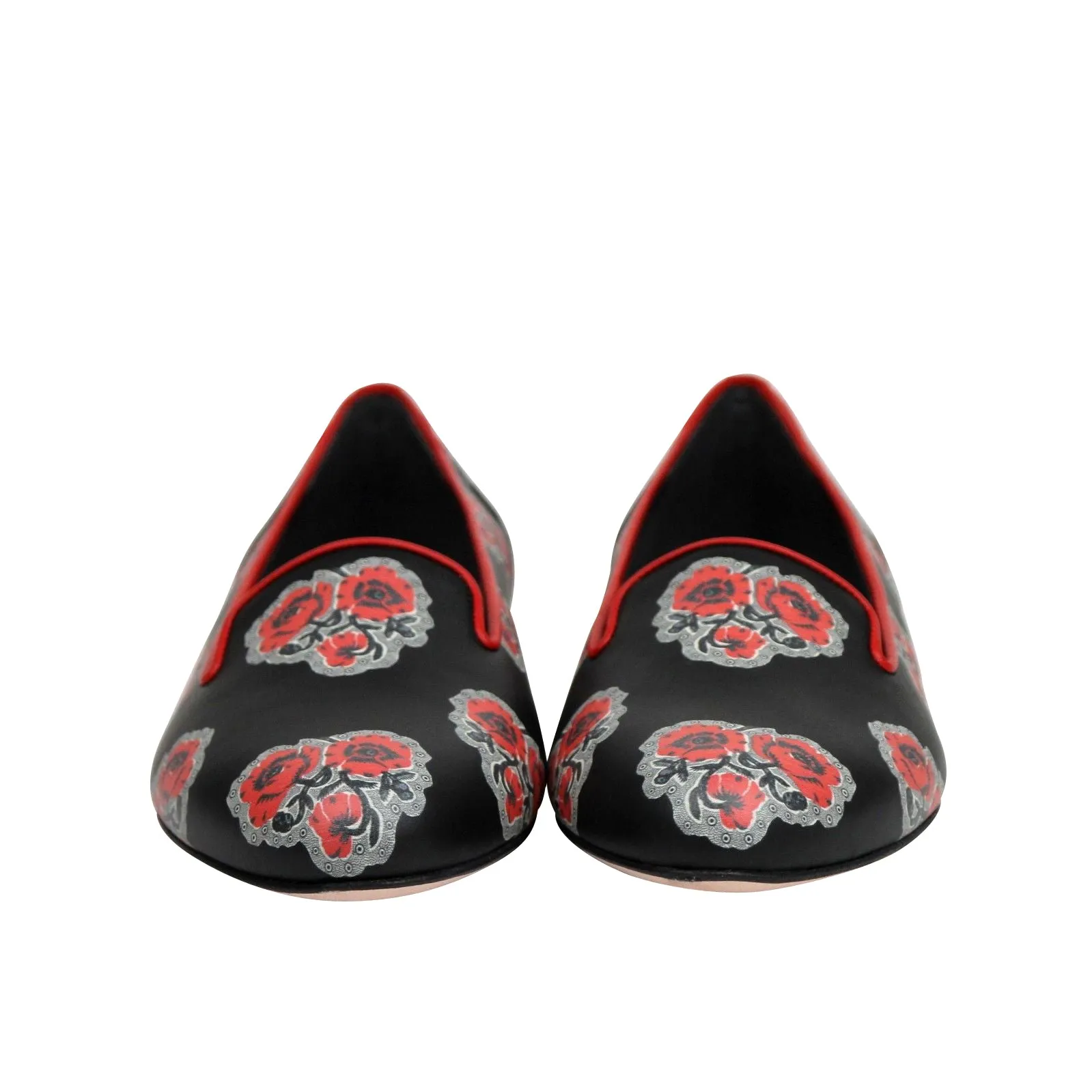 Alexander McQueen Women's Rose Pattern Black Leather Slipper Shoes (36.5 EU / 6.5 US)