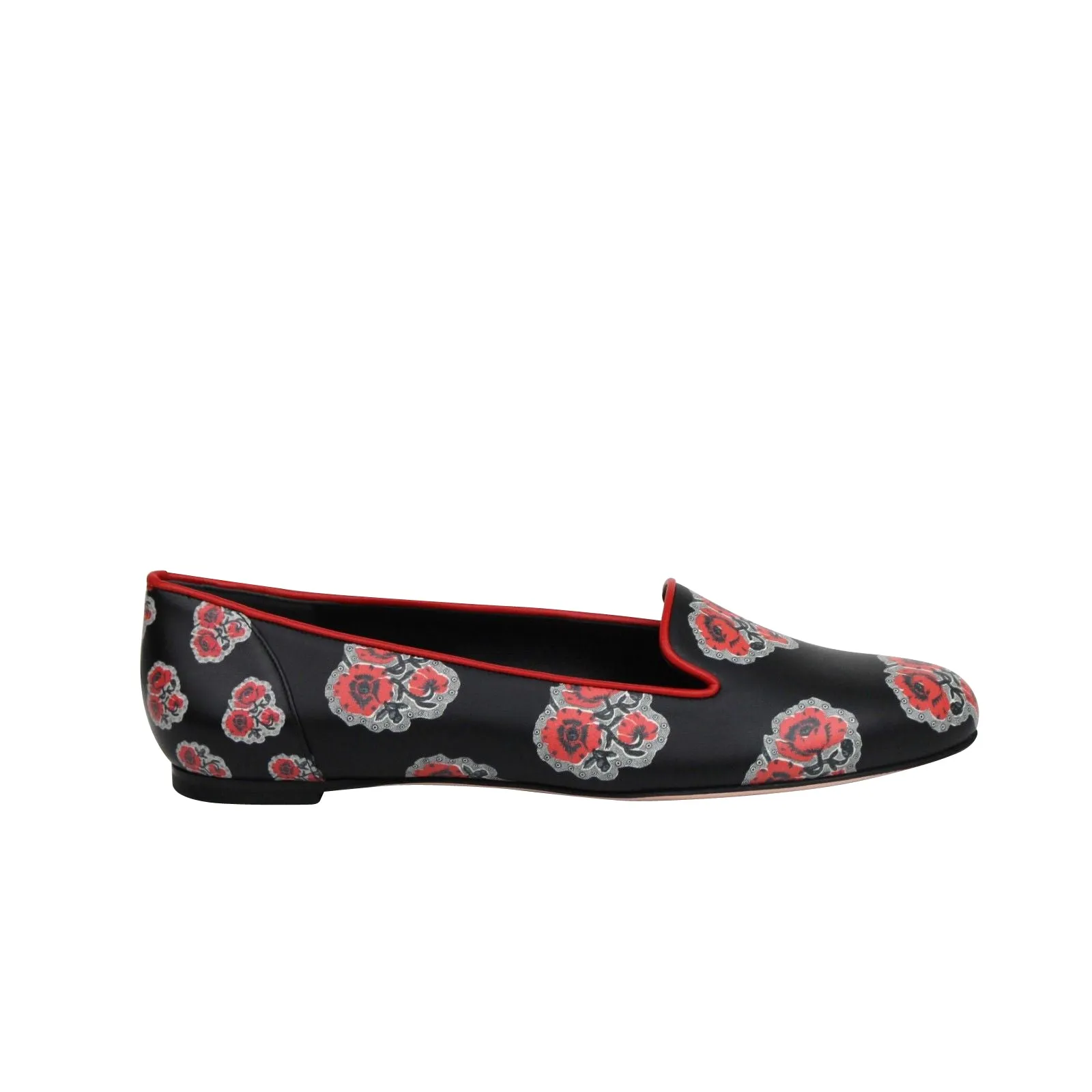 Alexander McQueen Women's Rose Pattern Black Leather Slipper Shoes (36.5 EU / 6.5 US)