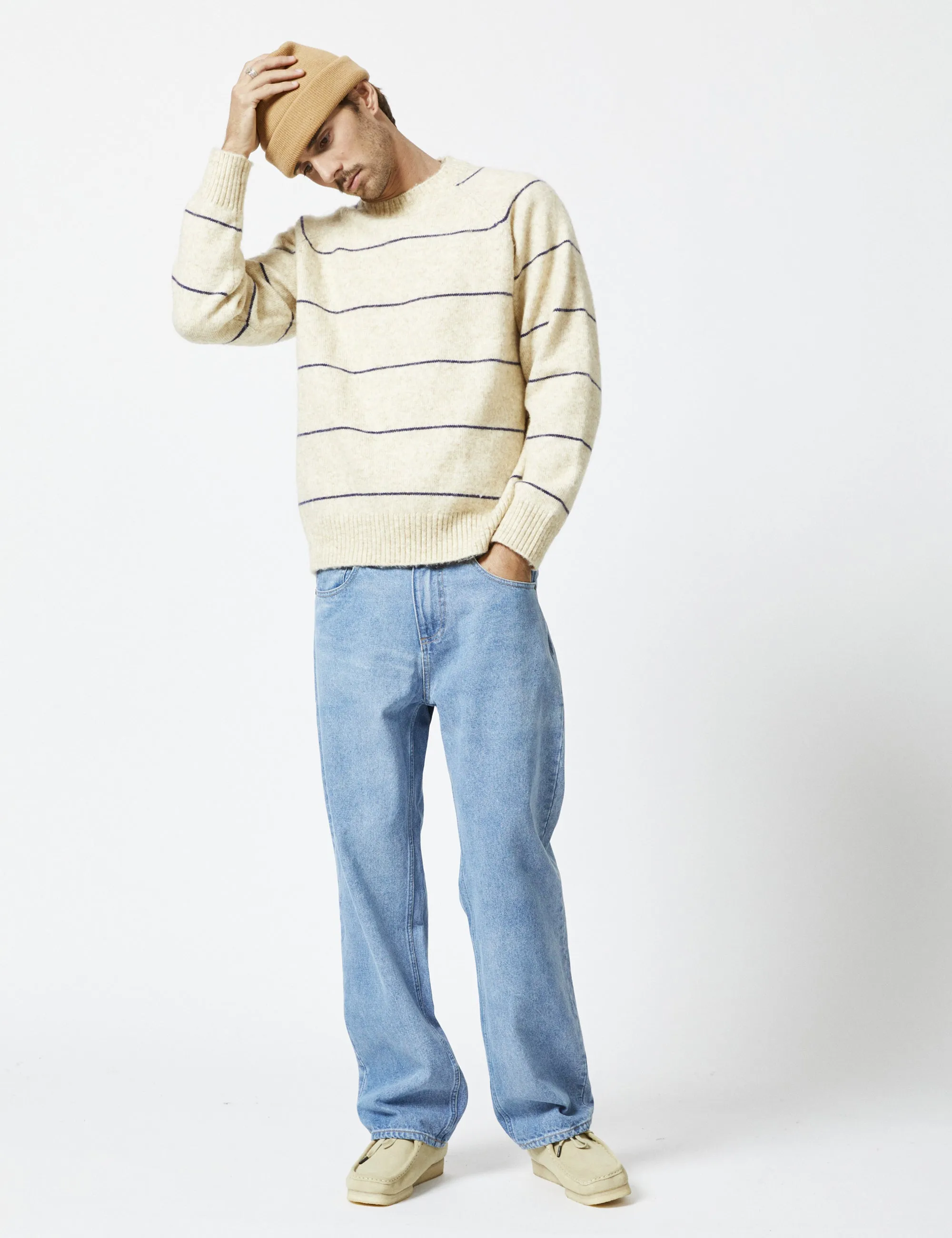 Altona Recycled Knit - Natural/Navy