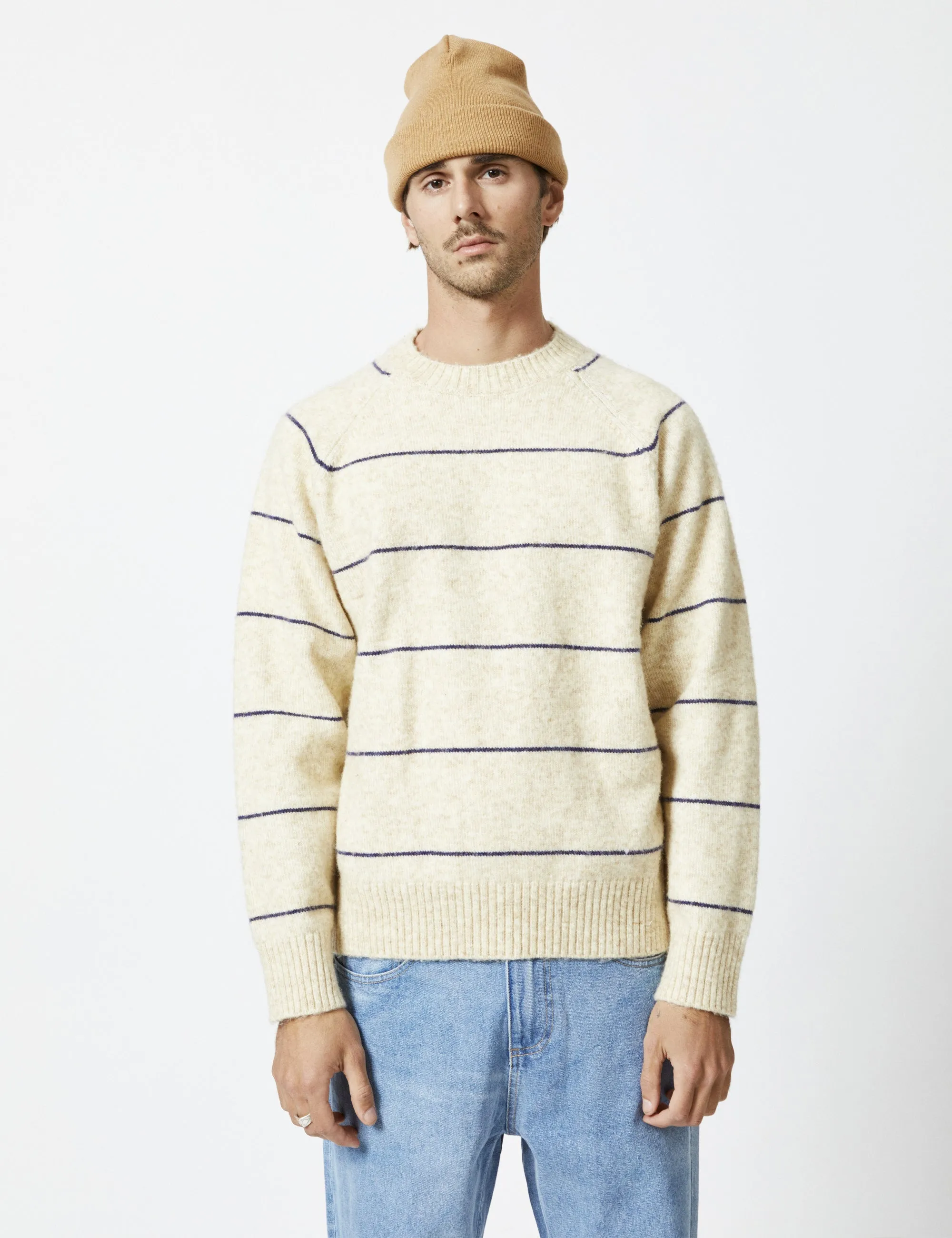 Altona Recycled Knit - Natural/Navy