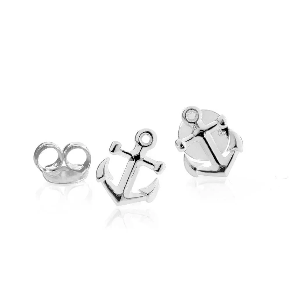 Anchor Earrings, Silver