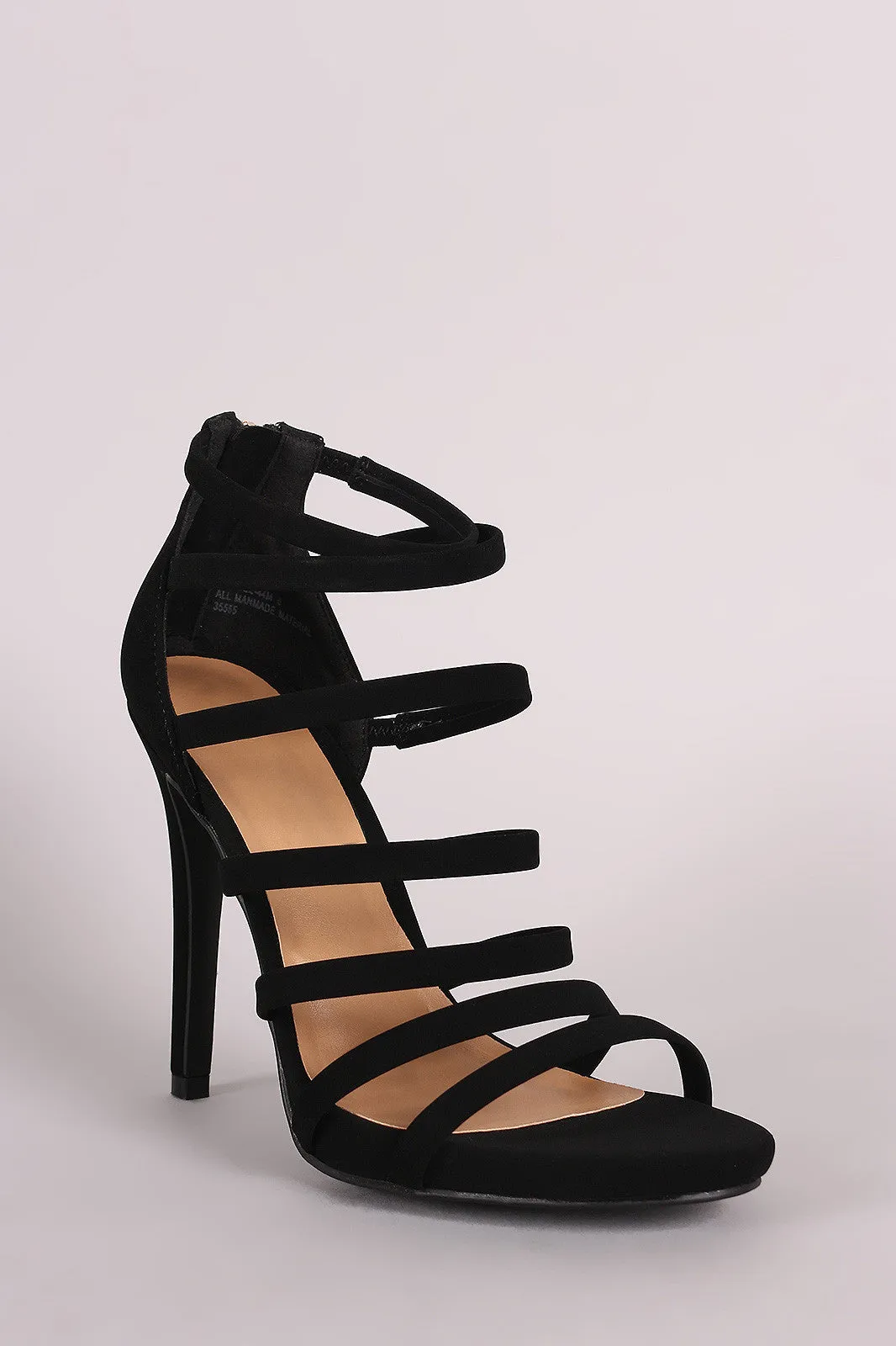 Anne Michelle Nubuck Strappy Ladder Up Stiletto Heel