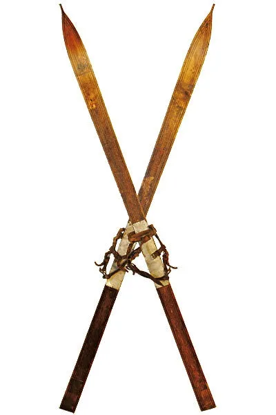 Antique Wooden Skis - Crossed