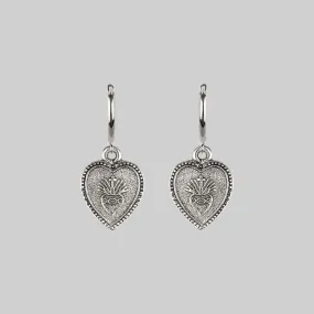 ARDOUR. Sacred Heart Hoop Earrings - Silver