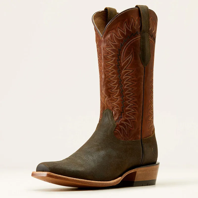 Ariat Men's Futurity Time Western Boot in Olive Roughout/ Copper Crunch