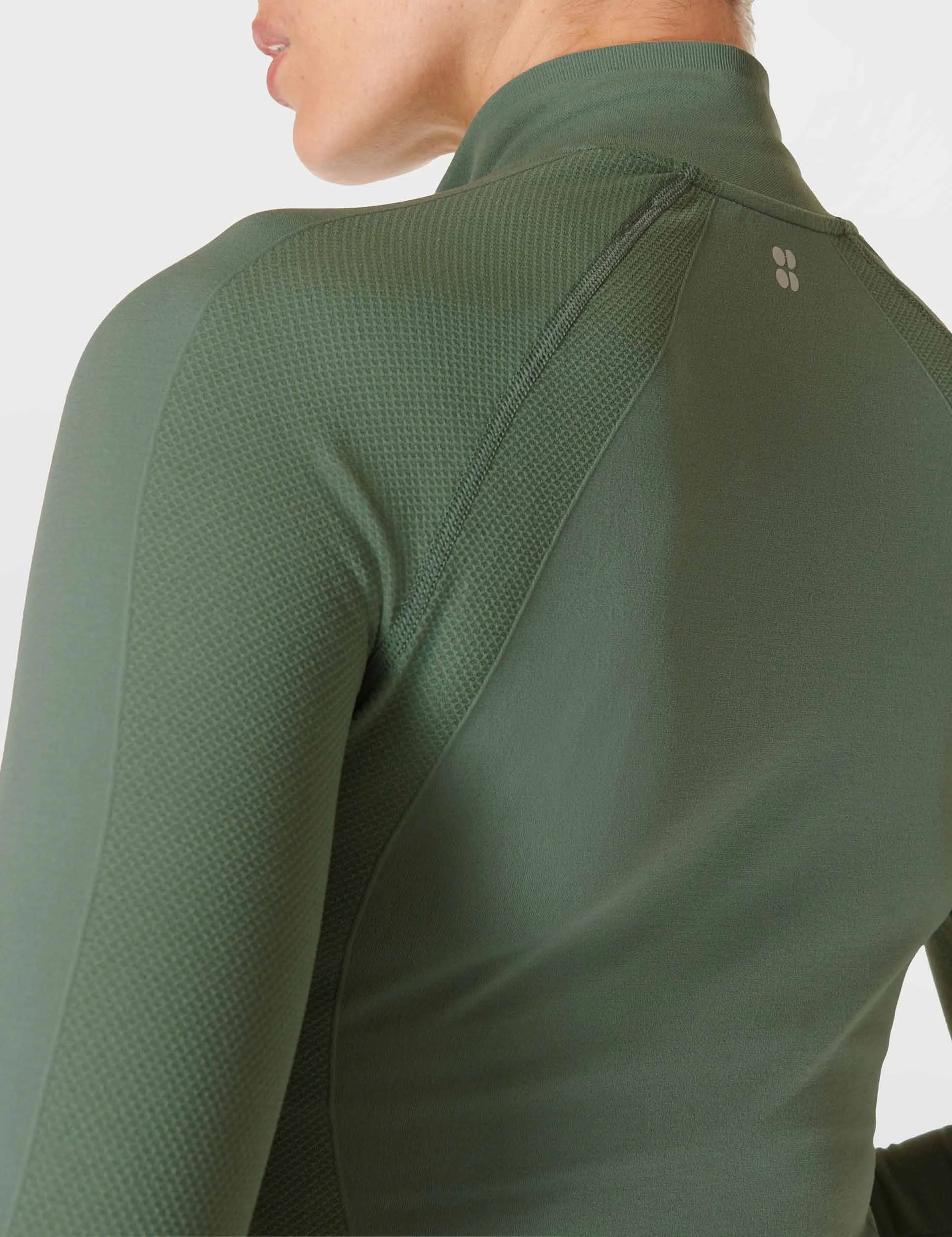 Athlete Crop Seamless Gym Zip Up - Cool Forest Green