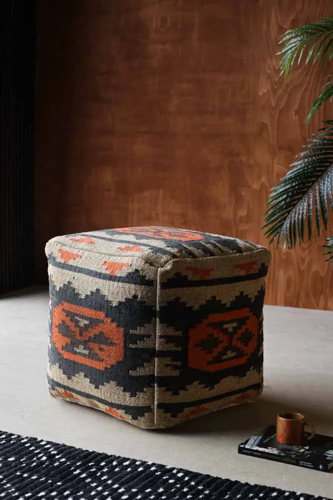 Atlas Square Kilim Pouffe