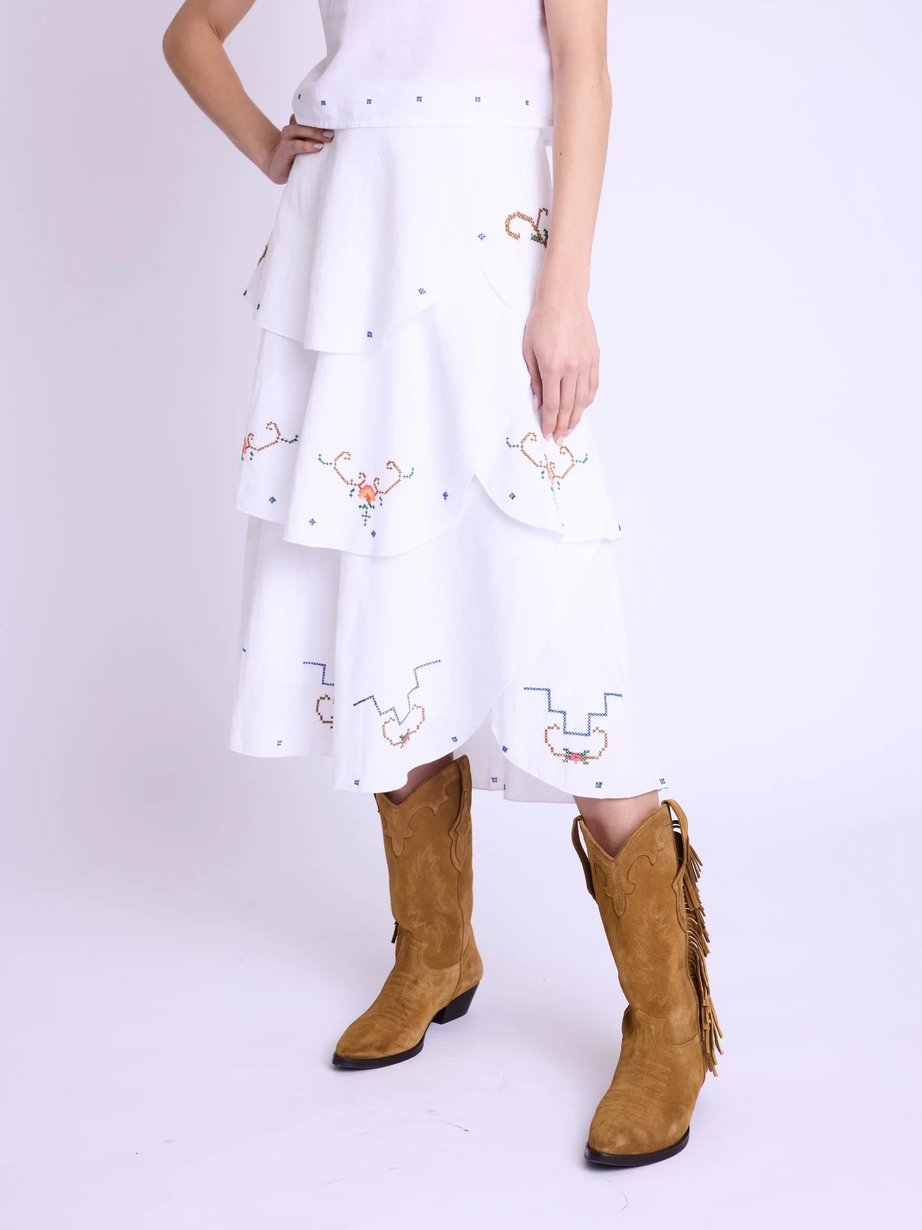 BER Jila Broderie Skirt in White