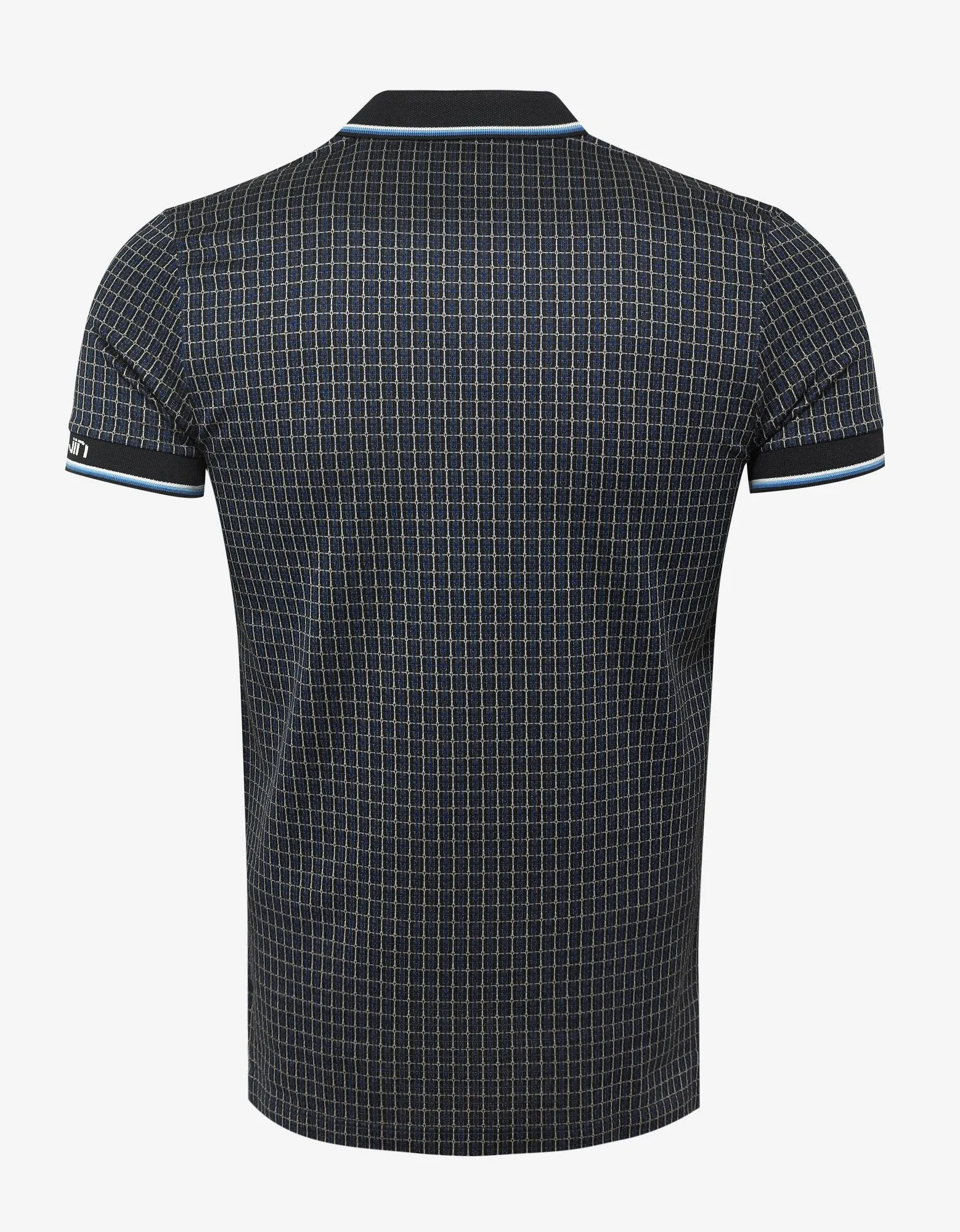 Black & Blue Checked Jacquard Polo T-Shirt