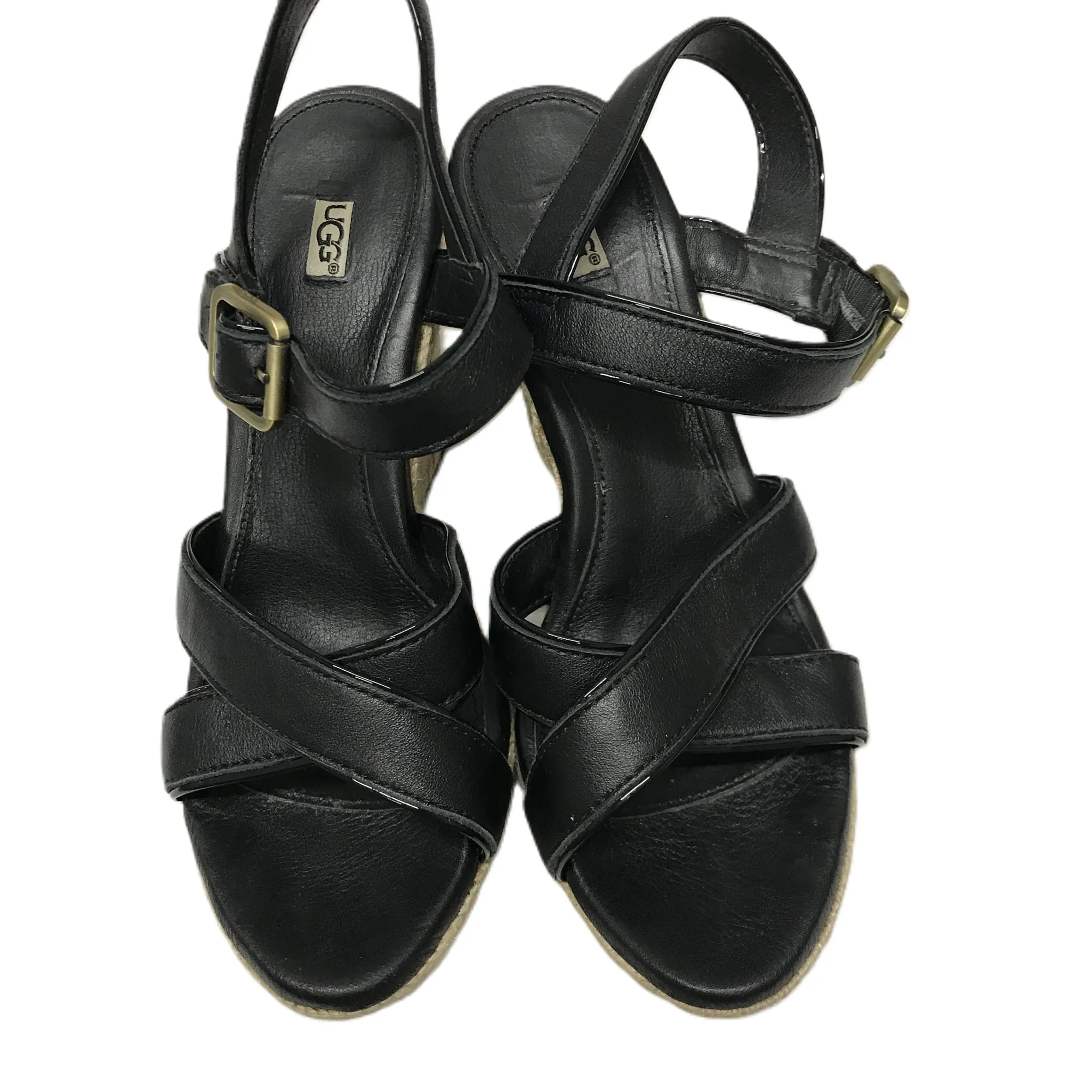 Black & Tan Sandals Heels Wedge By Ugg, Size: 7