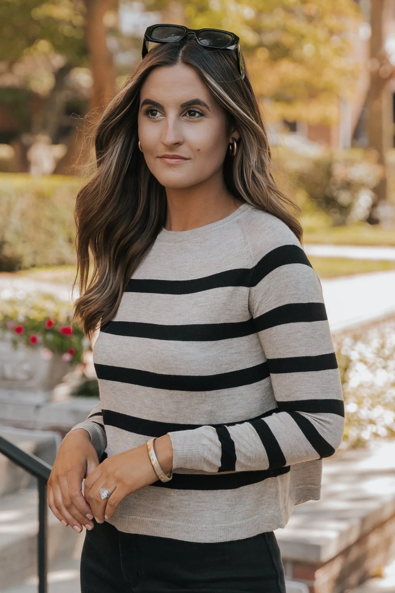 Black Coffee Long Sleeve Striped Sweater