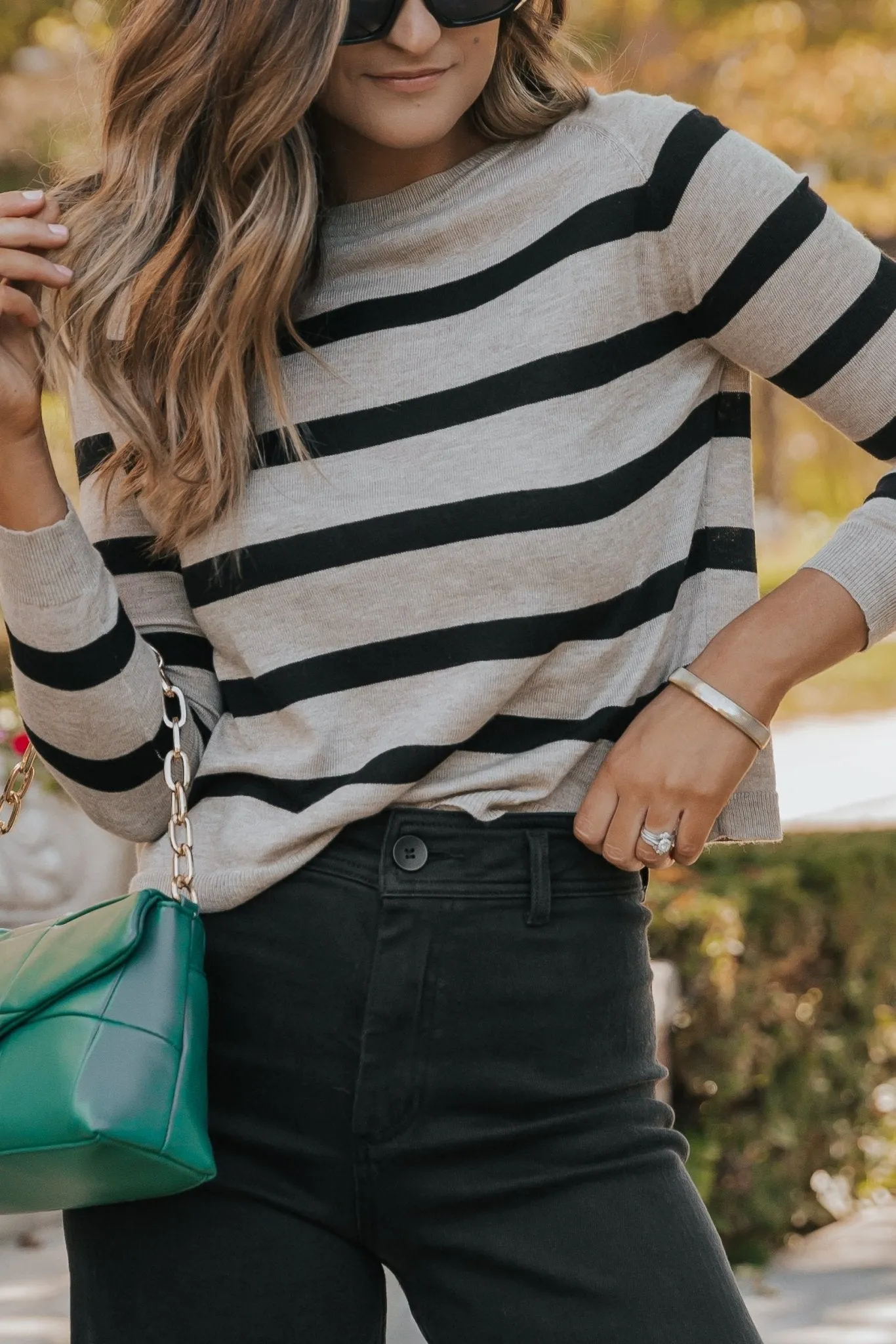 Black Coffee Long Sleeve Striped Sweater