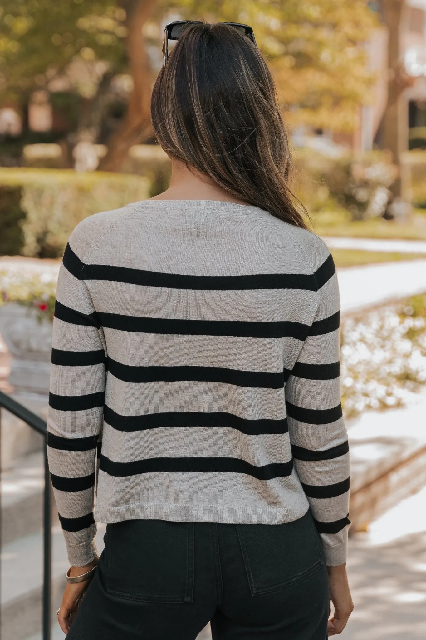 Black Coffee Long Sleeve Striped Sweater