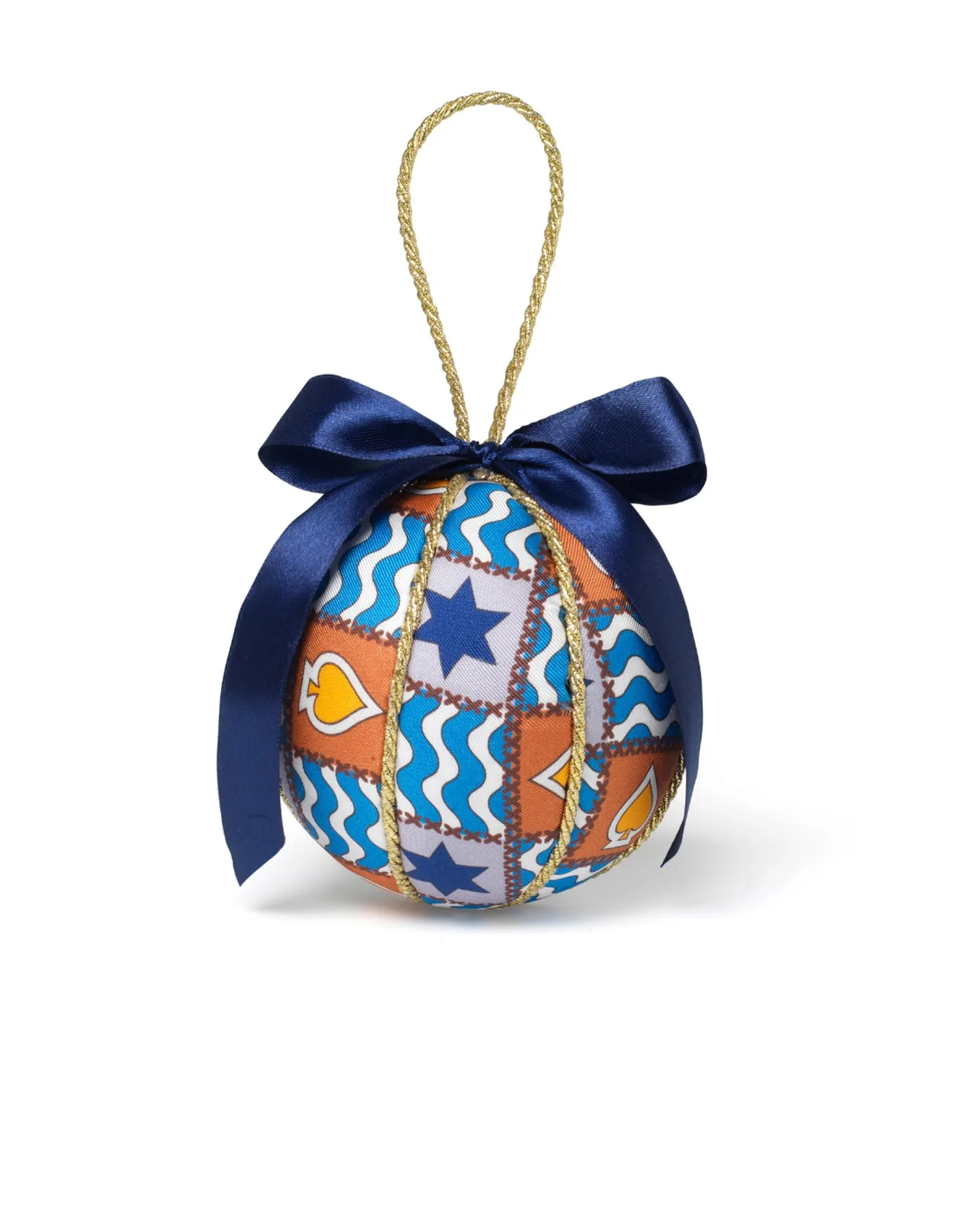 Blue Patchwork Printed Bauble