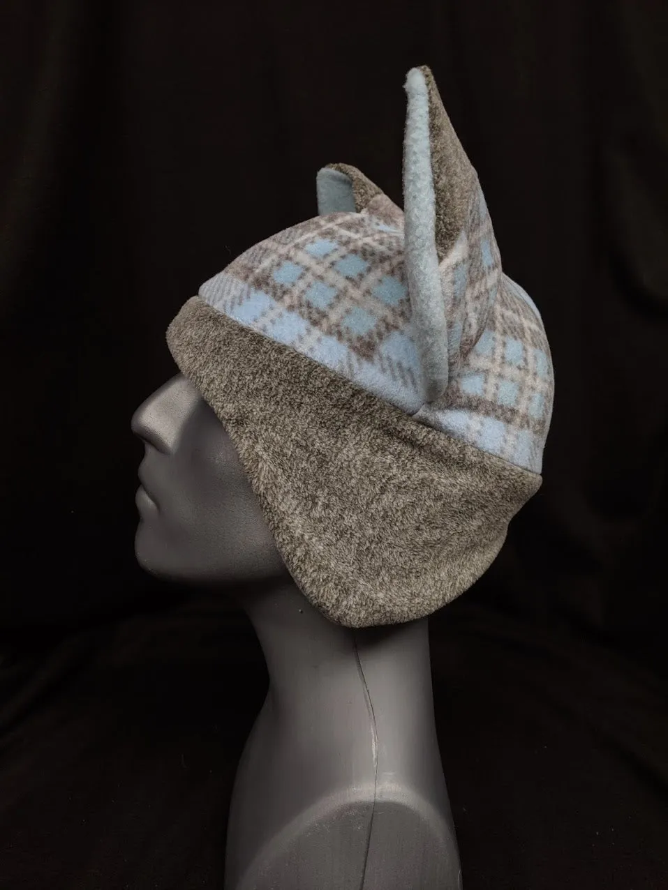 Blue Plaid Fox Hat