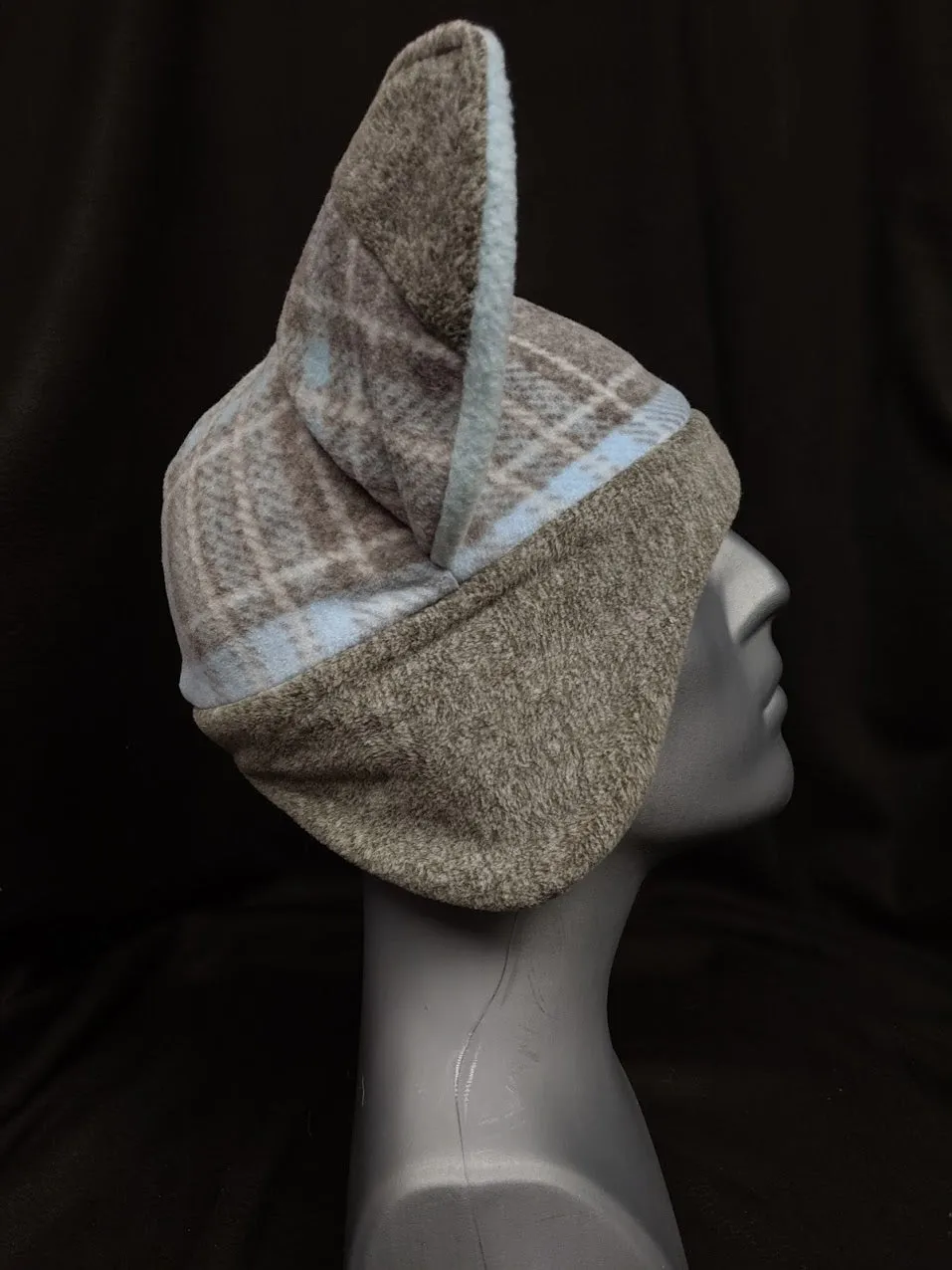 Blue Plaid Fox Hat