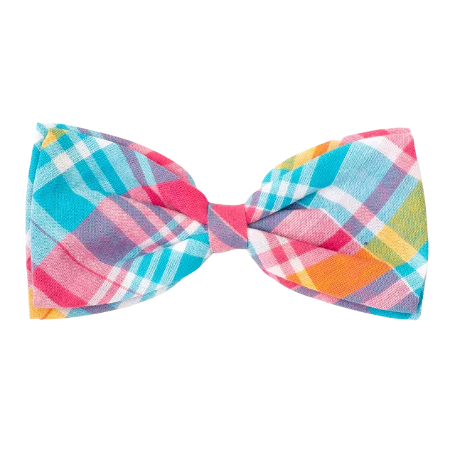 Bow Tie | Turquoise & Pink Multi-Colored Madras Plaid