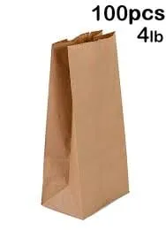 Brown Paper Lunch Bags, Paper Grocery Bags, Durable Kraft Paper Bags 10lb 100 Pack-  These multipurpose bags can hold canned foods, sandwiches and just about anything - 43100001004