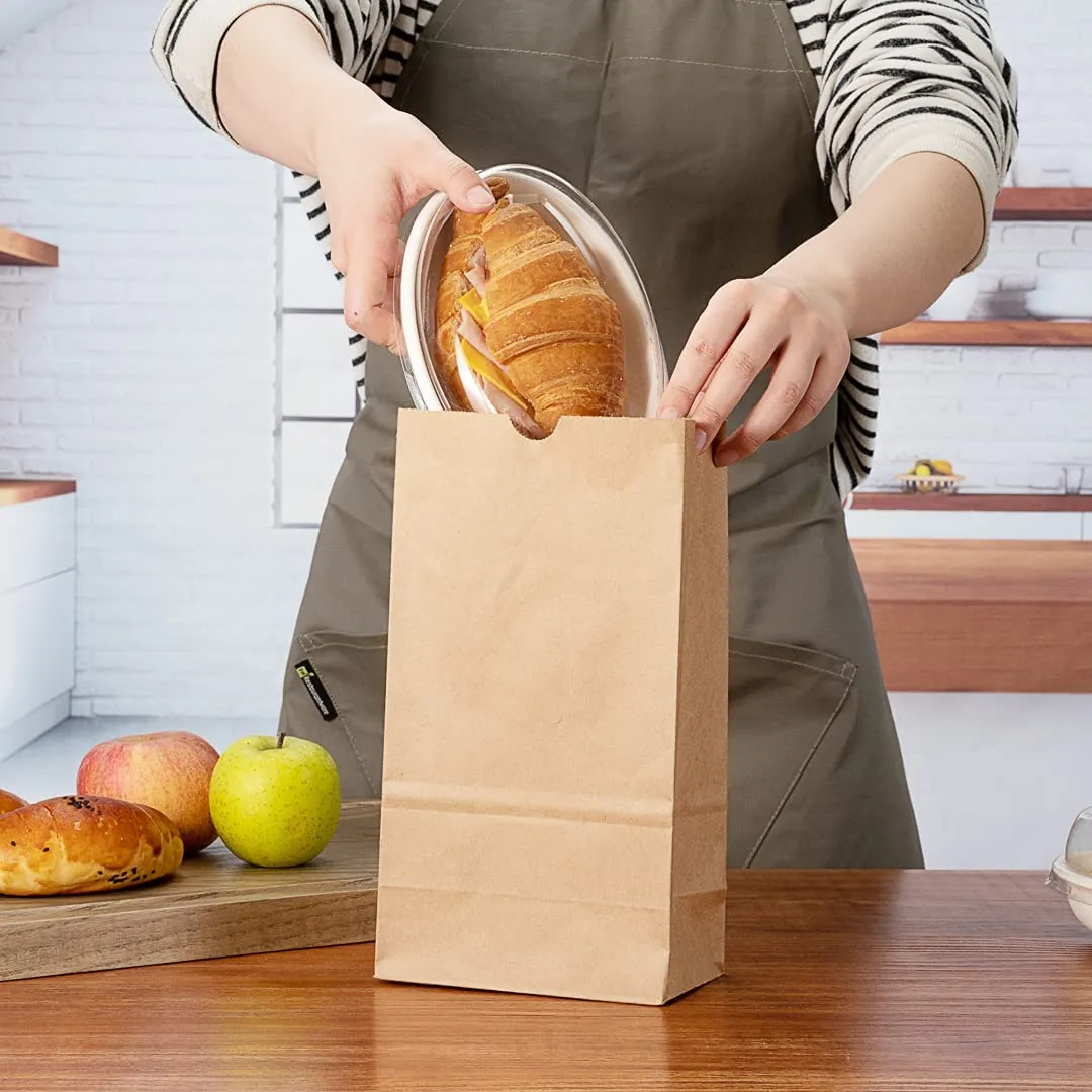 Brown Paper Lunch Bags, Paper Grocery Bags, Durable Kraft Paper Bags 10lb 100 Pack-  These multipurpose bags can hold canned foods, sandwiches and just about anything - 43100001004