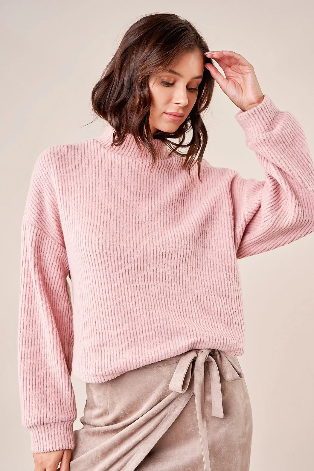 Calvin Ribbed Mock Neck Sweater