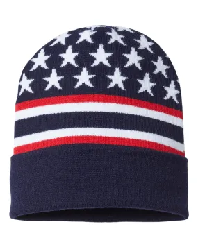 Cap America RK12 - USA-Made Patriotic Cuffed Beanie, Knit Cap