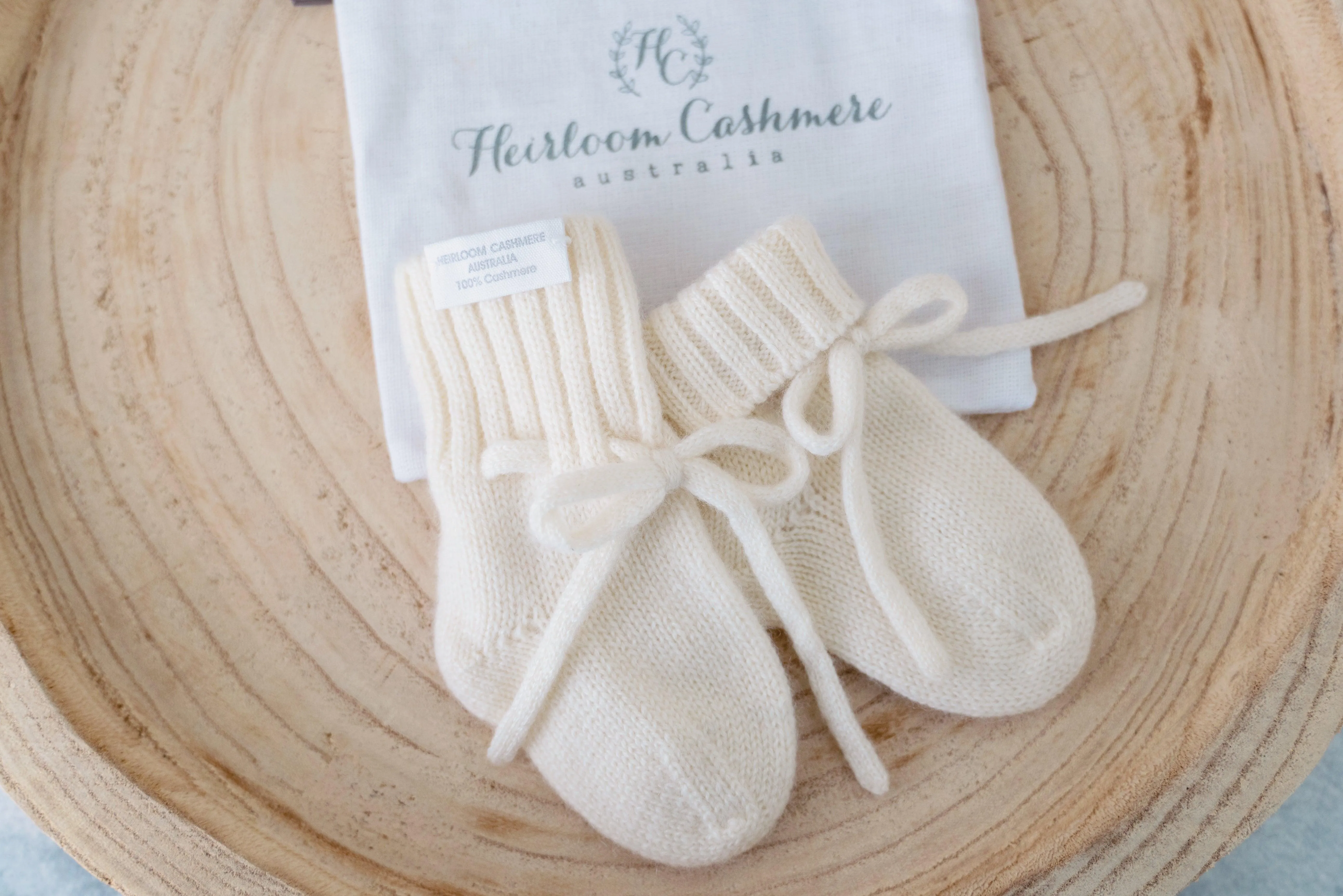 Cashmere Baby Booties - Snow