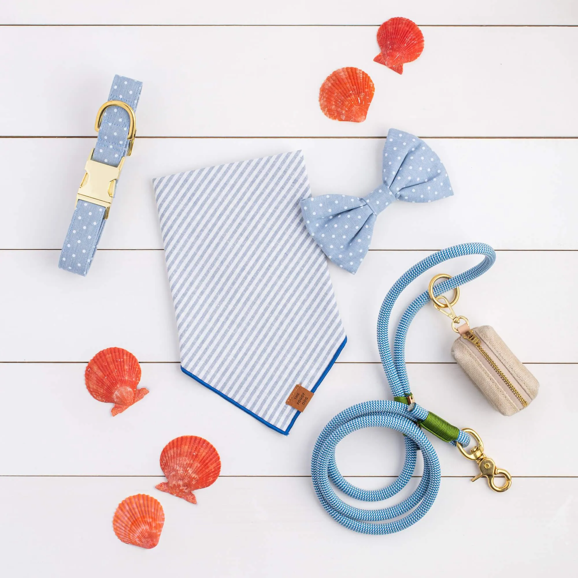 Chambray Dots Dog Bow Tie