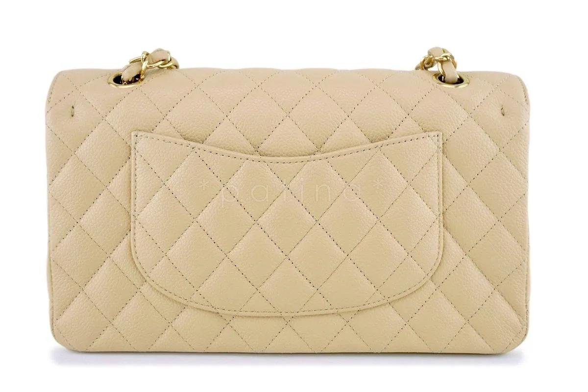 Chanel Beige Clair Caviar Medium Classic Double Flap Bag GHW