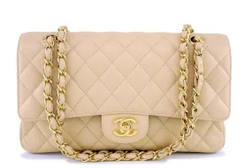 Chanel Beige Clair Caviar Medium Classic Double Flap Bag GHW