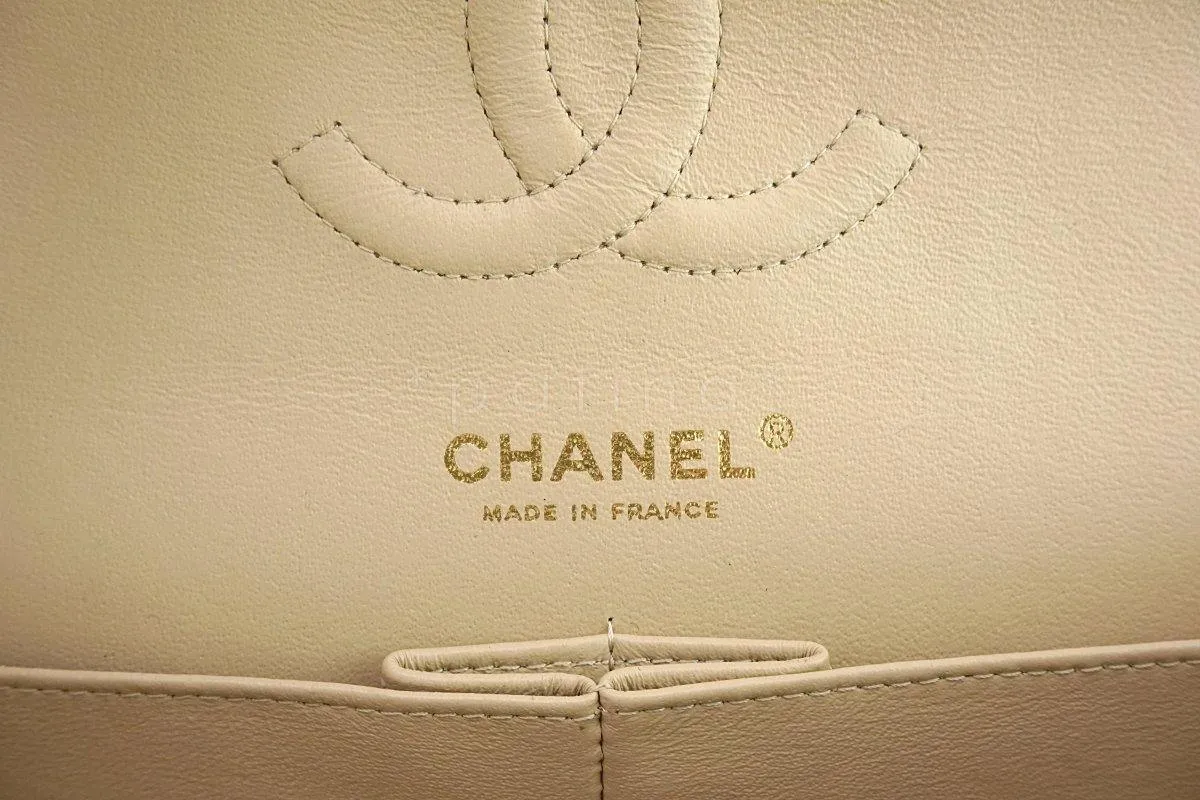 Chanel Beige Clair Caviar Medium Classic Double Flap Bag GHW