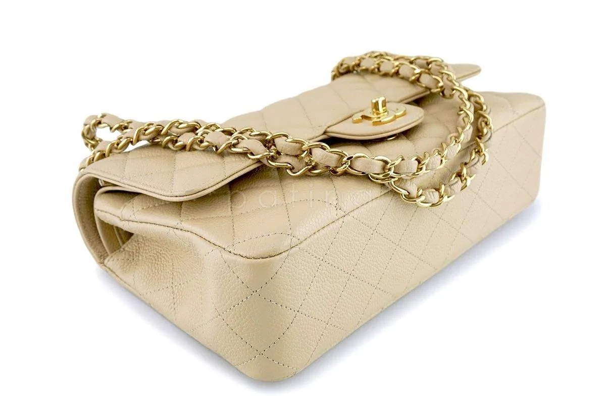 Chanel Beige Clair Caviar Medium Classic Double Flap Bag GHW