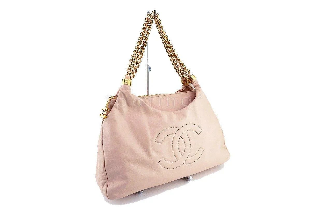 Chanel Beige Soft Chunky Chain Rodeo Drive Hobo Tote Bag