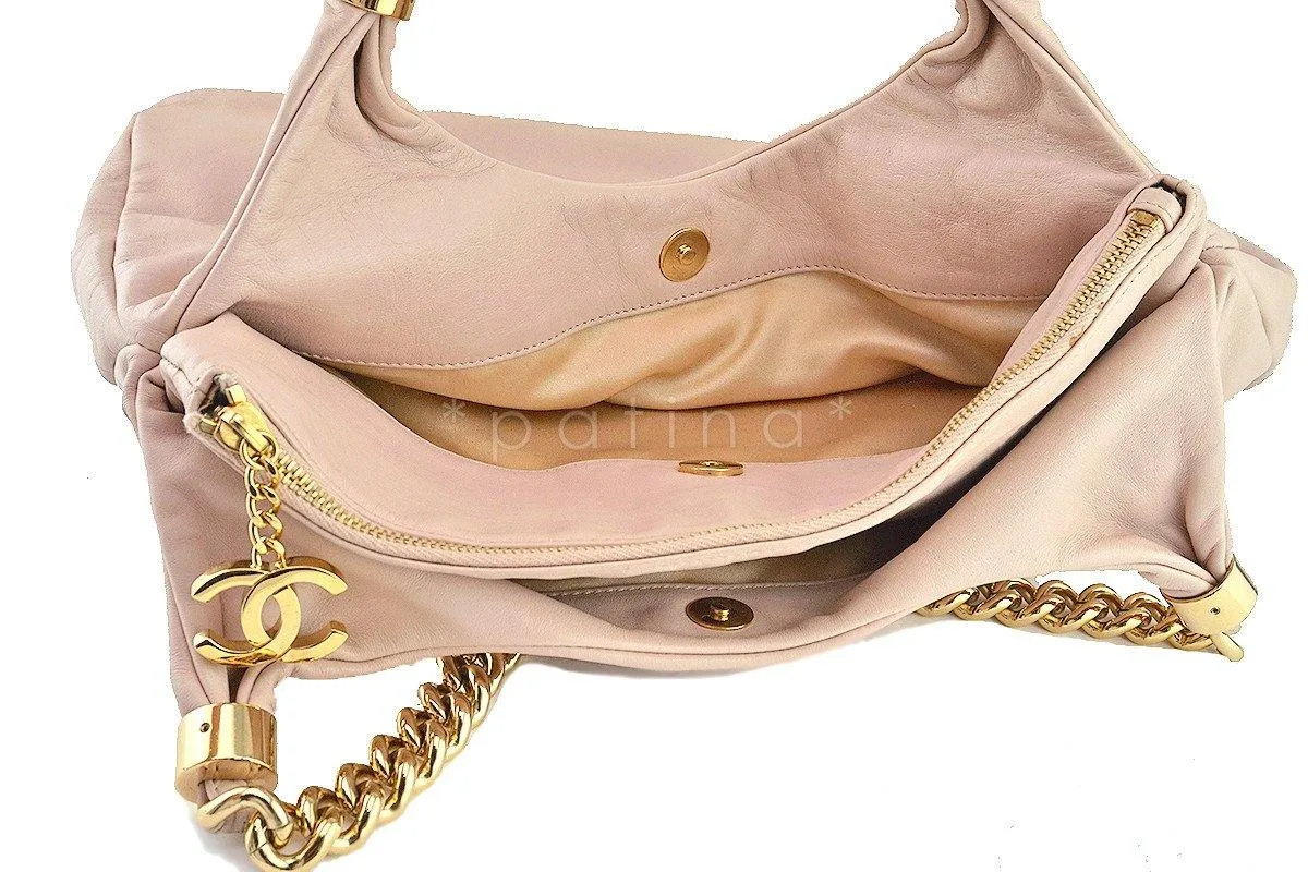 Chanel Beige Soft Chunky Chain Rodeo Drive Hobo Tote Bag