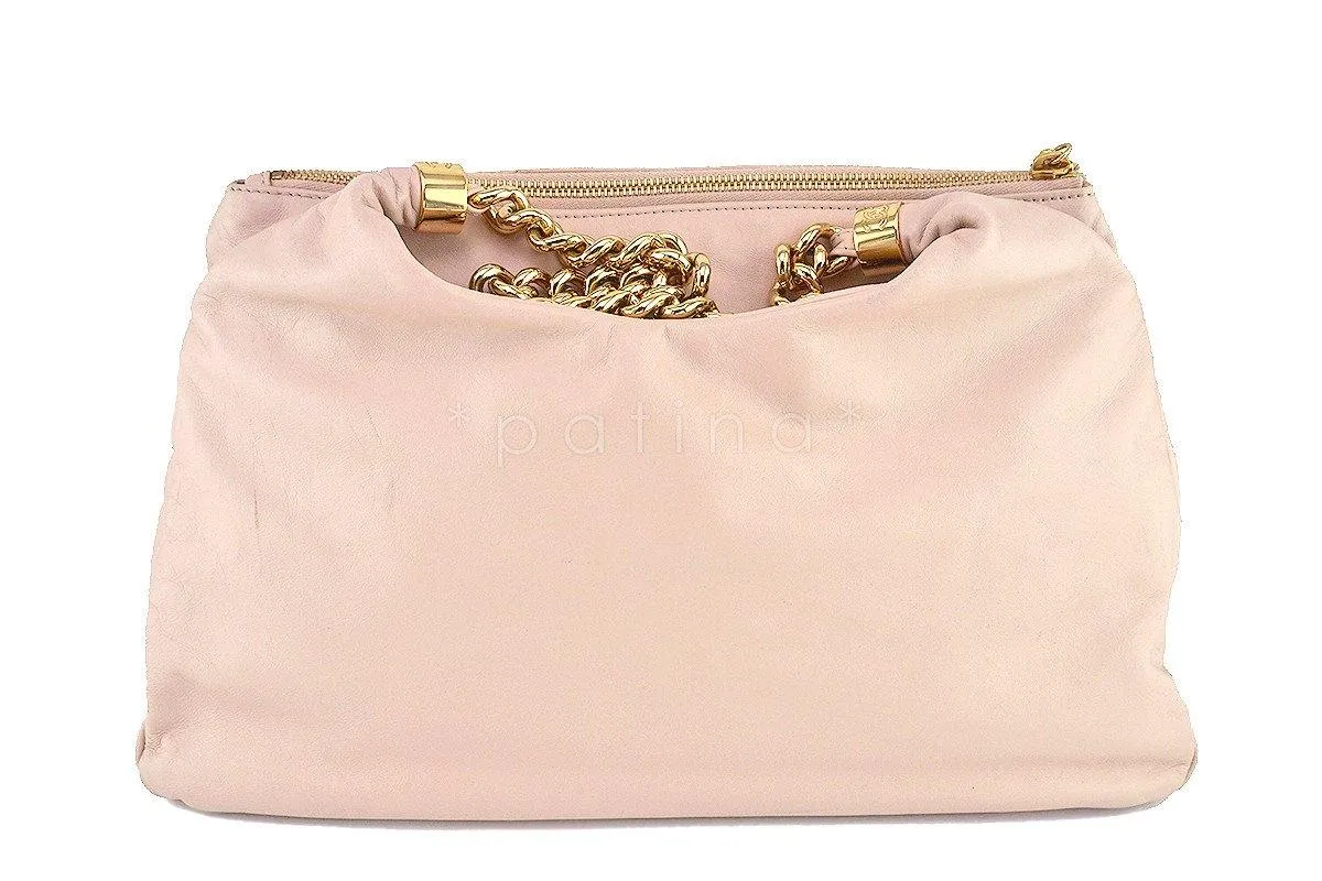 Chanel Beige Soft Chunky Chain Rodeo Drive Hobo Tote Bag