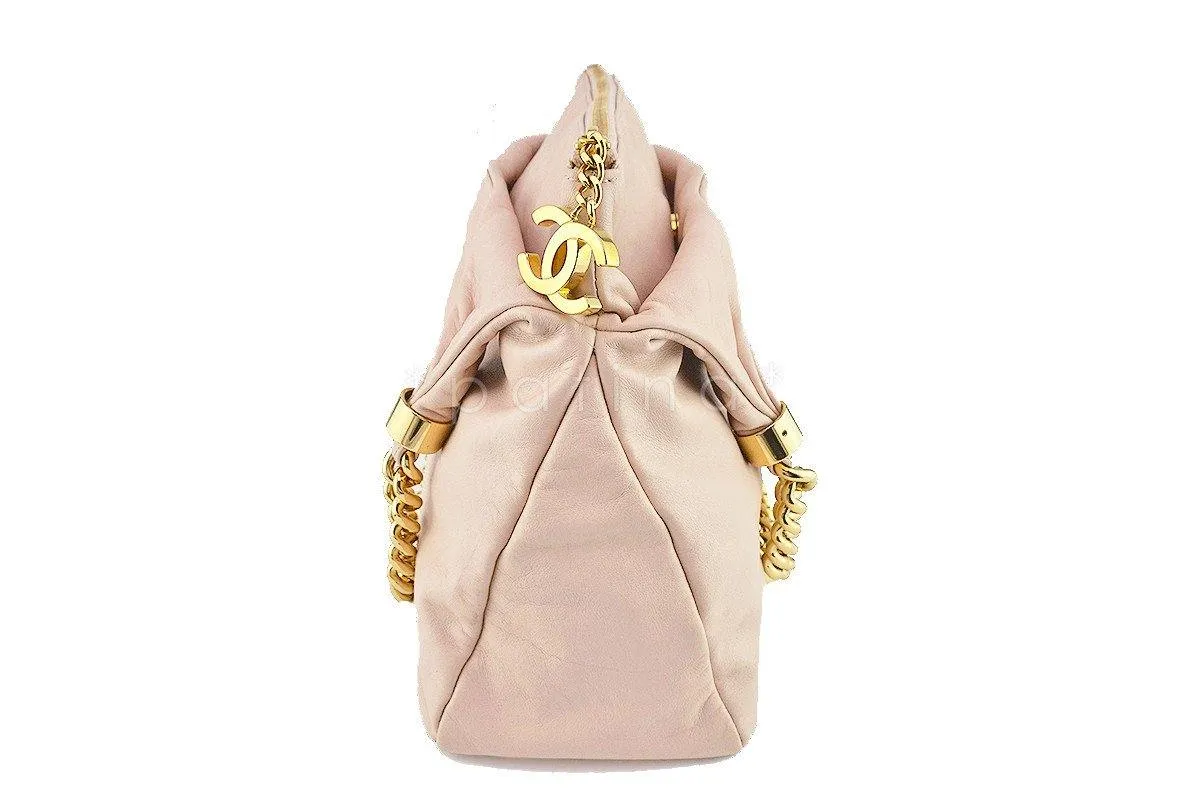 Chanel Beige Soft Chunky Chain Rodeo Drive Hobo Tote Bag