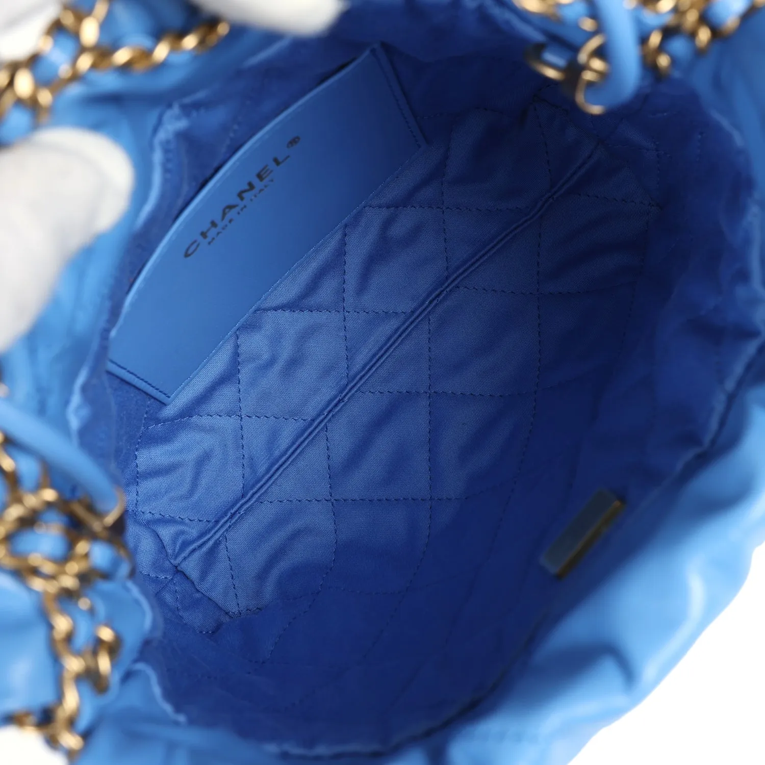 Chanel Mini 22 Bag Blue Shiny Aged Calfskin Gold Hardware